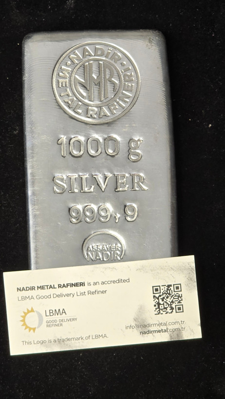 شمش نقره نادیر ترک 1000 گرمی عیار 999.9